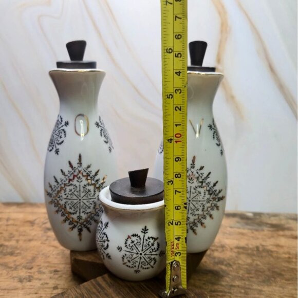 Vintage Atomic Cruet Set Oil Vinegar toothpick Jar Mcm - Picture 6 of 11